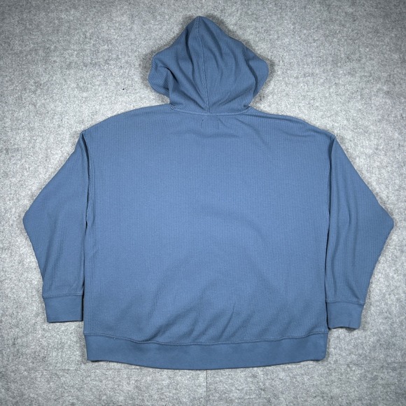 Aerie pullover Hoodie Womens Medium Blue Waffle Knit Oversized Casual Loungewear - Picture 11 of 14